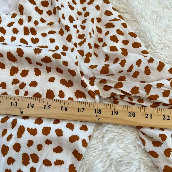 KOri America Romper Small Animal Print Drawstring Waist Pocket Boho Ruffle 15348 - Picture 9 of 13